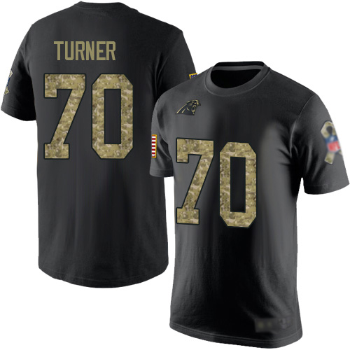 Carolina Panthers Men Black Camo Trai Turner Salute to Service NFL Football #70 T Shirt